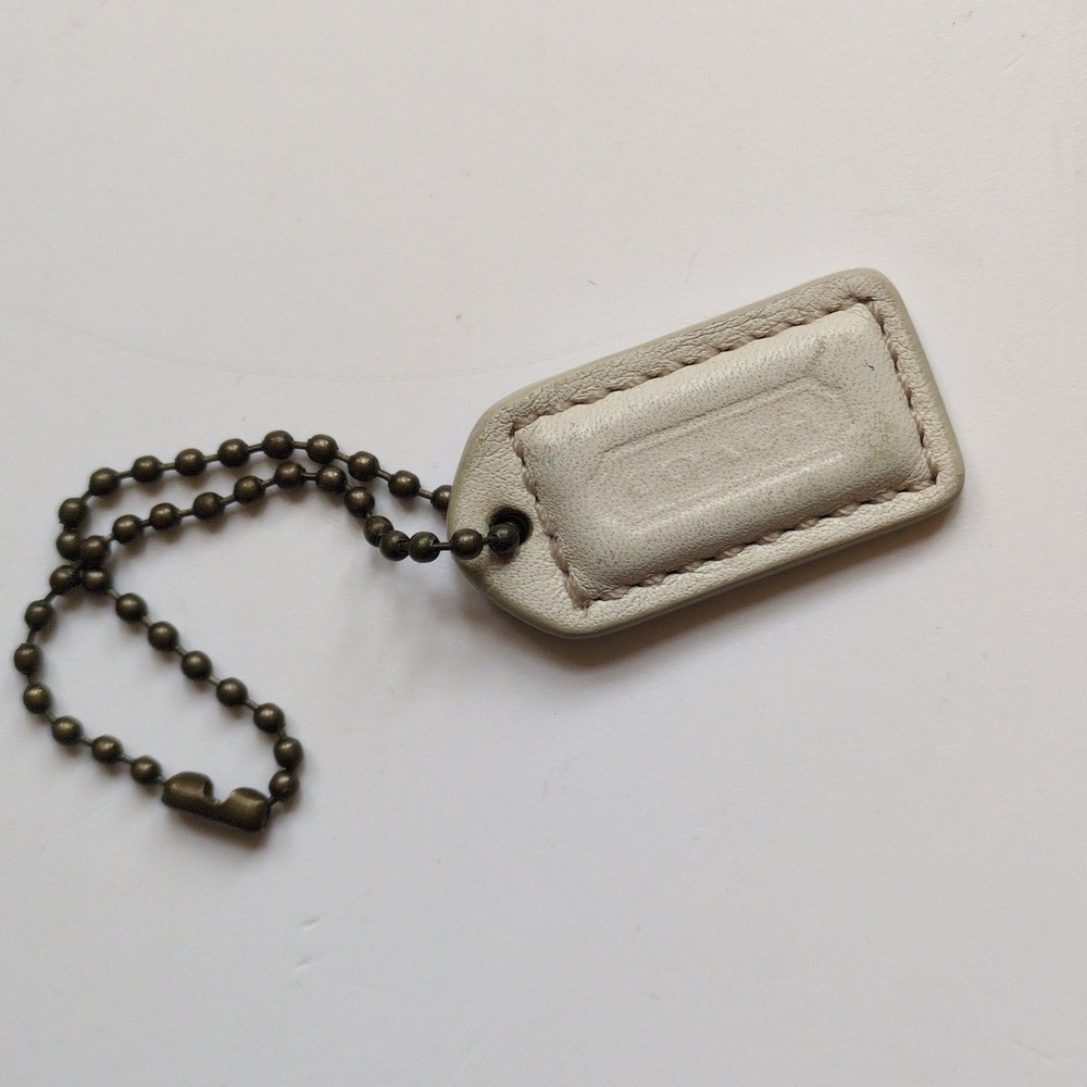 Coach Small Off-White Leather & Tan Brown Leather Hang tag Replacement Fob